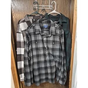 Flannel Shirt Lot of 3 Mens 2XL Long Sleeves Button Up Multicolor Plaid One 3/4